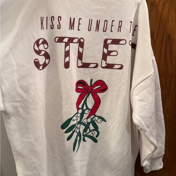 Mistletoe Printed Graphic Oversized Sweatshirt Dress - Picture 2 of 5